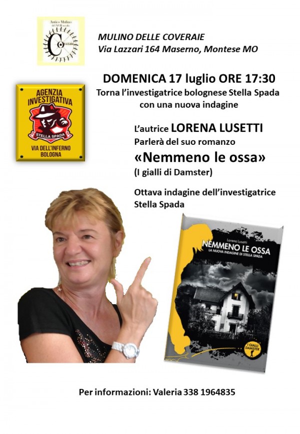 17 luglio 2022 ore 17,30 Incontro con Lorena Lusetti a Montese, Mulino delle Coveraie